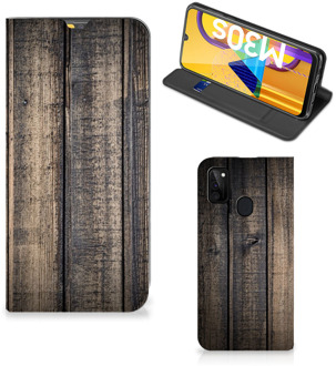 B2Ctelecom Leuk Case Cadeau voor Mannen Samsung Galaxy M21 Smart Cover Steigerhout