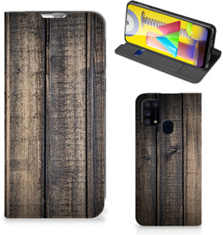 B2Ctelecom Leuk Case Cadeau voor Mannen Samsung Galaxy M31 Smart Cover Steigerhout