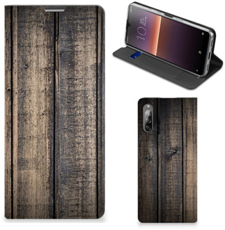 B2Ctelecom Leuk Case Cadeau voor Mannen Sony Xperia L4 Smart Cover Steigerhout