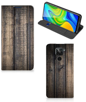 B2Ctelecom Leuk Case Cadeau voor Mannen Xiaomi Redmi Note 9 Smart Cover Steigerhout