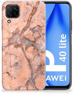 B2Ctelecom Leuk Case Huawei P40 Lite Telefoonhoesje Marmer Oranje