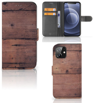 B2Ctelecom Leuk Case iPhone 12 | 12 Pro (6.1") Hoesje Old Wood