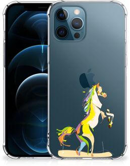 B2Ctelecom Leuk Case iPhone 12 | 12 Pro Smartphone hoesje met doorzichtige rand Horse Color