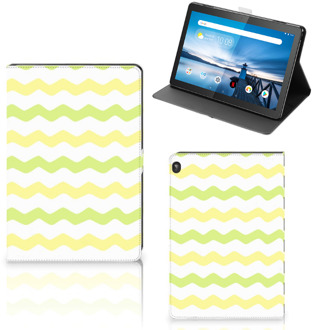 B2Ctelecom Leuk Case Lenovo Tablet M10 Cover met Standaard Waves Yellow