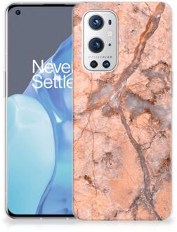 B2Ctelecom Leuk Case OnePlus 9 Pro Telefoonhoesje Marmer Oranje