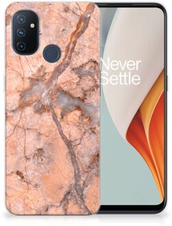 B2Ctelecom Leuk Case OnePlus Nord N100 Telefoonhoesje Marmer Oranje