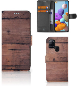 B2Ctelecom Leuk Case Samsung Galaxy A21s Hoesje Old Wood