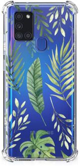 B2Ctelecom Leuk Case Samsung Galaxy A21s Smartphone hoesje met doorzichtige rand Bladeren