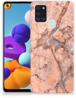 B2Ctelecom Leuk Case Samsung Galaxy A21s Telefoonhoesje Marmer Oranje