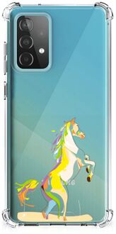 B2Ctelecom Leuk Case Samsung Galaxy A52 4G/5G Smartphone hoesje met doorzichtige rand Horse Color