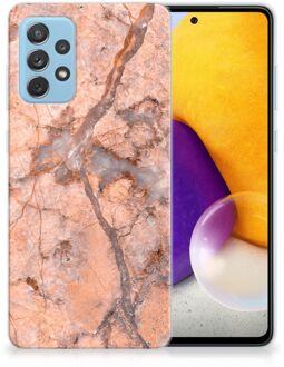 B2Ctelecom Leuk Case Samsung Galaxy A72 Telefoonhoesje Marmer Oranje