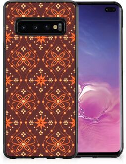 B2Ctelecom Leuk Case Samsung Galaxy S10+ Smartphone Hoesje met Zwarte rand Batik Brown