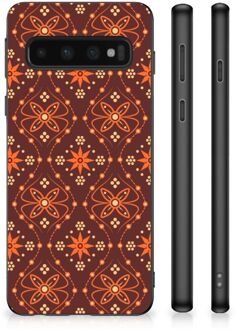 B2Ctelecom Leuk Case Samsung Galaxy S10 Smartphone Hoesje met Zwarte rand Batik Brown