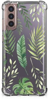 B2Ctelecom Leuk Case Samsung Galaxy S21 Plus Smartphone hoesje met doorzichtige rand Bladeren