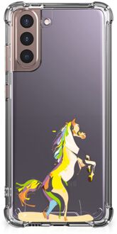 B2Ctelecom Leuk Case Samsung Galaxy S21 Plus Smartphone hoesje met doorzichtige rand Horse Color