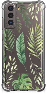 B2Ctelecom Leuk Case Samsung Galaxy S21 Smartphone hoesje met doorzichtige rand Bladeren