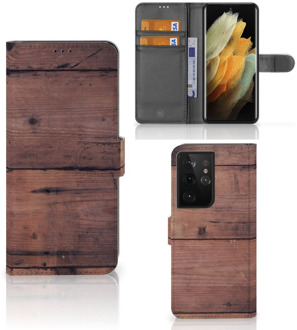 B2Ctelecom Leuk Case Samsung Galaxy S21 Ultra Hoesje Old Wood