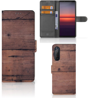 B2Ctelecom Leuk Case Sony Xperia 5II Hoesje Old Wood