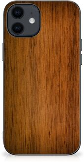 B2Ctelecom Leuk Case Super als Vaderdag Cadeaus iPhone 12 Pro | 12 (6.1") Smartphone Hoesje met Zwarte rand Donker Hout