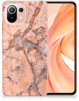 B2Ctelecom Leuk Case Xiaomi Mi 11 Lite Telefoonhoesje Marmer Oranje