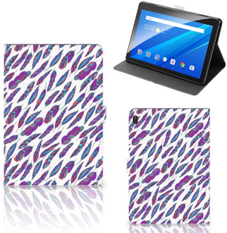 B2Ctelecom Leuk Hoes Lenovo Tab E10 Cover met Magneetsluiting Feathers Color