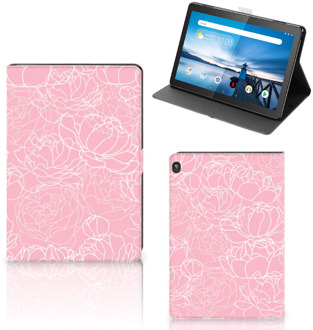 B2Ctelecom Leuk Hoes Lenovo Tablet M10 Tablet Hoes met Magneetsluiting Witte Bloemen