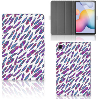 B2Ctelecom Leuk Hoes Samsung Galaxy Tab S6 Lite Cover met Magneetsluiting Feathers Color