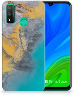 B2Ctelecom Leuk Hoesje Huawei P Smart 2020 Telefoonhoesje Marble Blue Gold