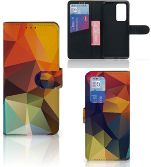 B2Ctelecom Leuk Hoesje Huawei P40 Pro Smartphone Hoesje Polygon Color