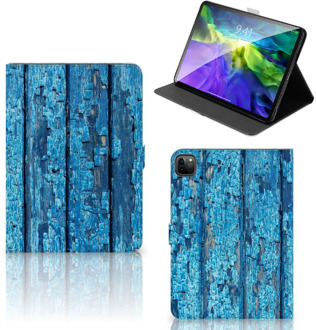 B2Ctelecom Leuk Hoesje iPad Pro 11 (2020) Cover met Standaard Personaliseren Wood Blue