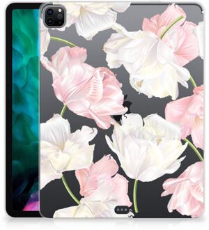 B2Ctelecom Leuk Hoesje iPad Pro 12.9 (2020) | iPad Pro 12.9 (2021) Cover Mooie Bloemen met doorzichte zijkanten