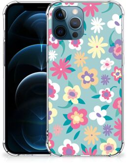 B2Ctelecom Leuk Hoesje iPhone 12 | 12 Pro GSM Hoesje met doorzichtige rand Flower Power