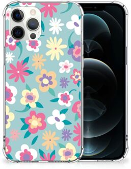 B2Ctelecom Leuk Hoesje iPhone 12 Pro Max GSM Hoesje met doorzichtige rand Flower Power