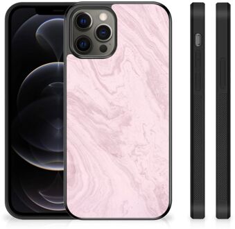 B2Ctelecom Leuk Hoesje iPhone 12 Pro Max Smartphone Hoesje met Zwarte rand Marble Pink