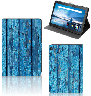 B2Ctelecom Leuk Hoesje Lenovo Tablet M10 Cover met Standaard Personaliseren Wood Blue