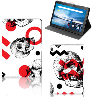 B2Ctelecom Leuk Hoesje Lenovo Tablet M10 Hoes met Magneetsluiting Skull Red