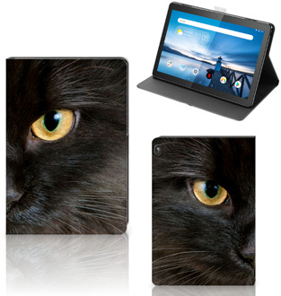 B2Ctelecom Leuk Hoesje Lenovo Tablet M10 Hoesje met Magneetsluiting Zwarte Kat