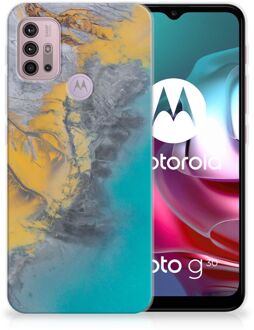 B2Ctelecom Leuk Hoesje Motorola Moto G30 | G10 Telefoonhoesje Marble Blue Gold