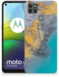 B2Ctelecom Leuk Hoesje Motorola Moto G9 Power Telefoonhoesje Marble Blue Gold