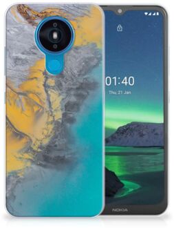 B2Ctelecom Leuk Hoesje Nokia 1.4 Telefoonhoesje Marble Blue Gold