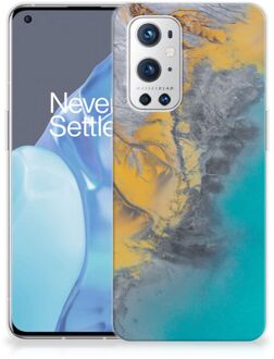 B2Ctelecom Leuk Hoesje OnePlus 9 Pro Telefoonhoesje Marble Blue Gold