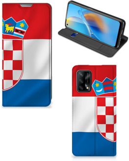 B2Ctelecom Leuk Hoesje OPPO A74 4G Smart Cover Kroatische Vlag