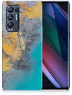 B2Ctelecom Leuk Hoesje OPPO Find X3 Neo Telefoonhoesje Marble Blue Gold