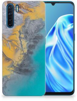 B2Ctelecom Leuk Hoesje OPPP A91 Telefoonhoesje Marble Blue Gold