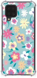 B2Ctelecom Leuk Hoesje Samsung Galaxy A12 GSM Hoesje met doorzichtige rand Flower Power