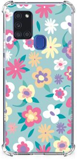 B2Ctelecom Leuk Hoesje Samsung Galaxy A21s GSM Hoesje met doorzichtige rand Flower Power