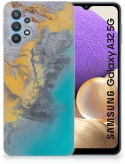 B2Ctelecom Leuk Hoesje Samsung Galaxy A32 5G Telefoonhoesje Marble Blue Gold