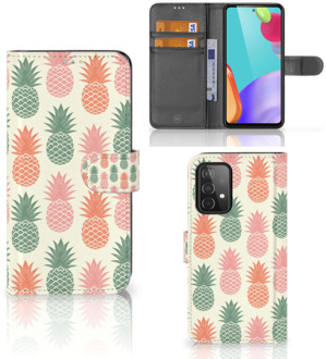 B2Ctelecom Leuk Hoesje Samsung Galaxy A52 Smartphone Bookcase Cover Ananas