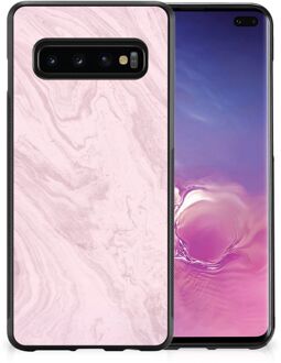 B2Ctelecom Leuk Hoesje Samsung Galaxy S10+ Smartphone Hoesje met Zwarte rand Marble Pink