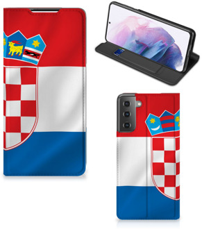 B2Ctelecom Leuk Hoesje Samsung Galaxy S21 Plus Smart Cover Kroatische Vlag